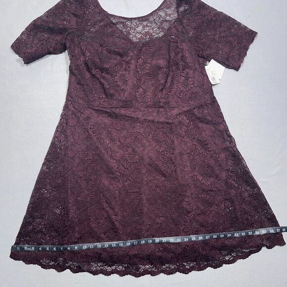 David's Bridal Dress Women 20W Garnet Lace Overlay Elbow Sleeve Cocktail NWT - Picture 10 of 16